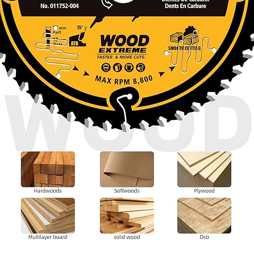 Hardwin Lama per sega circolare, 216 mm, 80 denti, ATB, carburo di tungsteno, foro 30 mm, compatibile con seghe da tavolo/portatile/su rotaia - Honorern