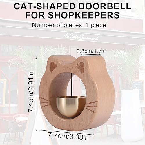 Campanello per Negozianti, Campanello Magnetico a Forma di Gatto in Legno Decorazione Porta d'Ingresso Aziendale Casa Giardino Inaugurazione della Casa - Honorern