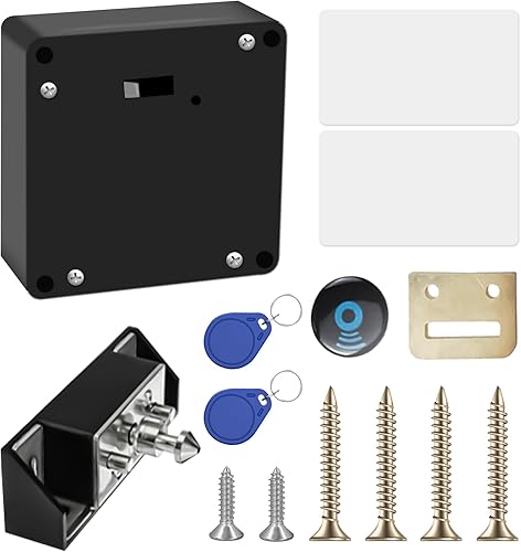 Serratura elettronica per armadio, serratura RFID con batteria, serratura intelligente con 2 portachiavi e 2 schede RFID, cassetto e armadio in legno, serrature nascoste per armadio a doppia porta - Honorern