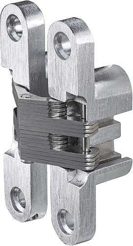 Cerniera a forare Gedotec in look acciaio inox | 2 pezzi - cerniera in legno in metallo | VICI | Cerniera a trapano nichelata spazzolata 12 x 45 mm | Cerniera per porta da avvitare con un angolo - Honorern