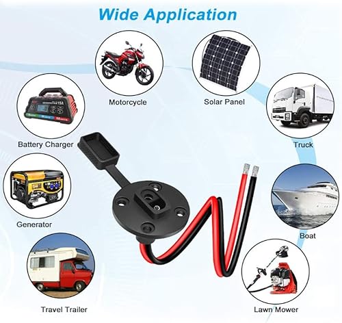 Connettore SAE, presa SAE resistente alle intemperie, porta laterale SAE, cavo SAE, attacco rapido a pannello, connettore universale a incasso, per generatore solare, caricabatteria con 8 viti - Honorern