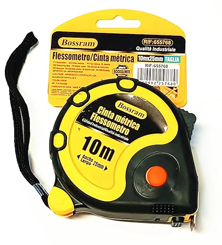 Flessometro da 10 Metri -Metro a Nastro 10mt x 25mm Clip per Cintura, Gancio Magnetico, Pesa=381grammi - Honorern