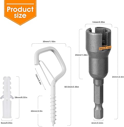Ganci a Vite, Occhielli a Vite per Legno, Ganci a Vite per esterni, Gancio da parete, Gancio da Soffitto per appendere Piante, Gancio Avvitabile in Acciaio inox con fusibile (Nero-32) - Honorern