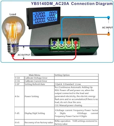 Voltmetro digitale Amperometro 6-iN 1 YB5140DM 0~20A 60~500V Voltaggio Corrente Potenza Energia Misuratore di frequenza + ac volt panel meter - Honorern