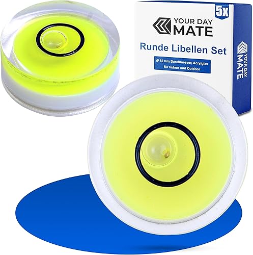 Mini livelle a bolla d'aria, confezione da 5, Ø 12 mm di diametro, livella tascabile di precisione, piccola livella a bolla d'aria per macchina fotografica, camper e roulotte, livella a bottone - Honorern