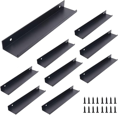 Set di 8 maniglie da cucina in lega di alluminio, colore nero opaco, maniglie nascoste, per casa, cucina, porta, cassetto, armadio, 20 cm - Honorern