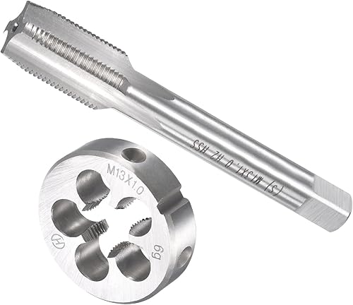 Set Rubinetti e Matrici, M13 x 1 Filettatura, Metrico Acciaio Alta Velocità Macchina Rubinetto per Vite & Kit Utensili per Stampi Tondi - (per Riparazione), 1 set - Honorern