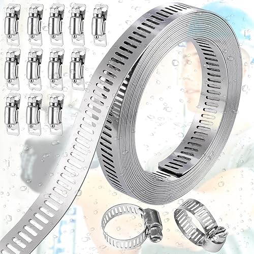 5M Fascette Metalliche Stringitubo, Fascette Stringitubo Acciaio Inox, Fascetta Stringitubo, Fascetta Stringitubo Con Fissaggio Per Il Collegamento Di Tubi Tubazioni Cavi - Honorern