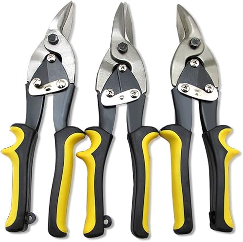 Set di 3 cesoie in lamiera di acciaio dritte a sinistra, angolo retto, taglio sottile - Honorern