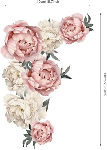 LANTRO JS - Adesivi Murali Decorativi da Parete, Motivo: Fiori di Peonia, Decorazione da Parete per Soggiorno, Camera da Letto, Facile da Attaccare e Staccare - Honorern