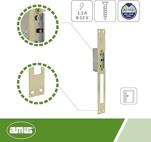 Amig - Apriporta Elettrica da Mbutile per Porte | Mod.20 | 250 x 25 x 3 mm | Amperaggio: 1,1 A | Include Bobina da 8-12 V di Corrente Alterna | Serratura per Portales, Tendine o Ufficio - Honorern