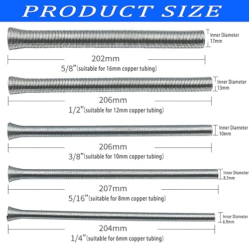 5 Pezzi Set Di Piegatubi a Molla, Piegatubi a Molla, Manuale Piegatrice a Molla, Spring Tube Bender, Per Tubi In Rame, Alluminio e Acciaio a Parete Sottile - Honorern