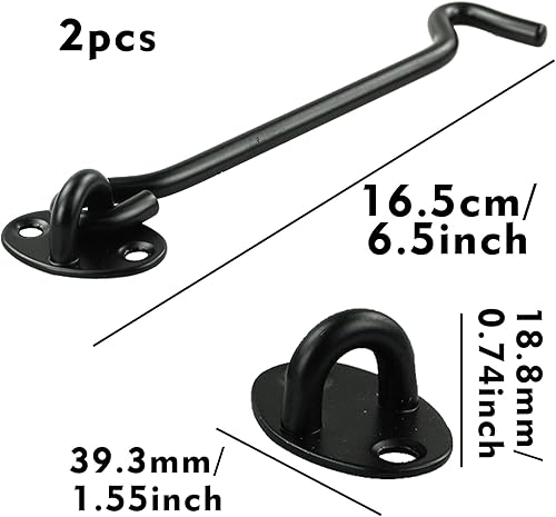 2 ganci tempesta con occhielli, in acciaio inox, per porta basculante in legno, persiane, cancello da giardino, 8 viti di montaggio (15 cm) - Honorern