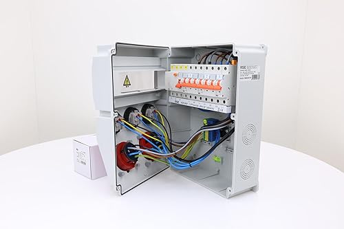 Distributore di corrente da parete completo cablato, 32 A, 16 A, 230 V, con contatore CEE IP65, 9. 1 x 32a 1 x 16a 3 x 230 con LS+FI - Honorern