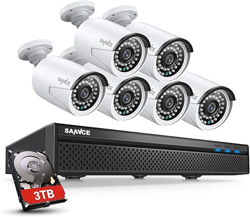 5MP H.264+ PoE kit Telecamera di Sorveglianza 8CH POE NVR con HDD 3TB e 6 Videosorveglianza Registratore 5MP Interno/Esterno Impermeabile IP66 - Honorern