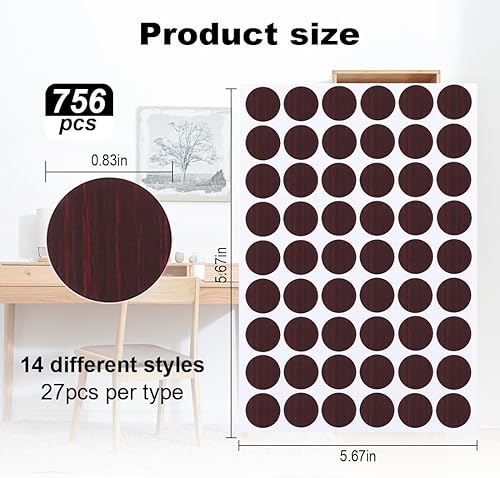 14 colori copriviti autoadesivi – 756 tappi di copertura per viti, adesivi per mobili, tappi di copertura impermeabili, fori delle viti adesivi per viti in legno - Honorern