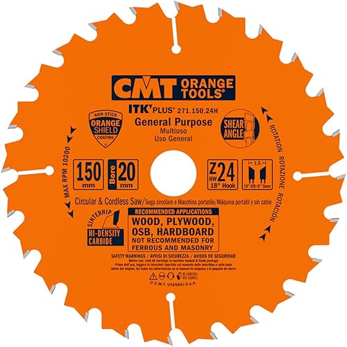 CMT 271.150.24H Lama Circolare Itk-Plus per Taglio Lungo e Traverso Vena, Arancio - Honorern