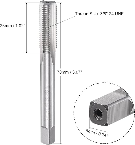 3/8-24 UNF Vite Filo Maschiatura, 1pz Macchina Filettatura Maschiatura Sinistra Mano 2B 3 Dritto Scanalature Alta Velocità Acciaio 6542 - Honorern