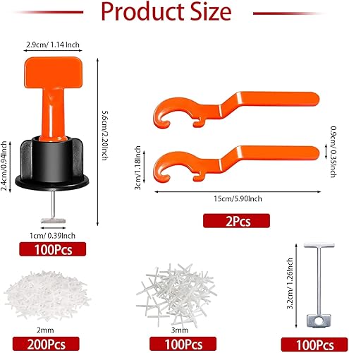 1104 pezzi Distanziatori per Piastrelle Livellatori per Piastrelle Cunei per Piastrelle con Croci di Piastrelle 2 mm e 3 mm Chiave per piastrelle per Piastrelle da Parete e da Pavimento Riutilizzabile - Honorern