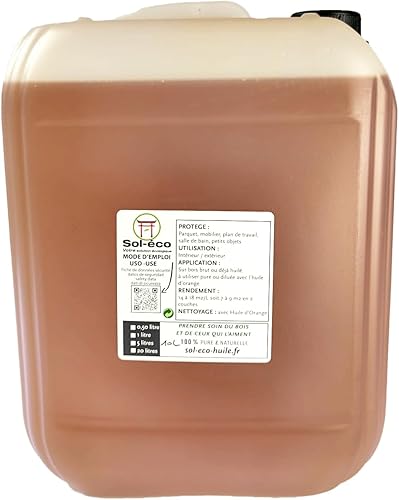 (Sol-éco) Pure Tung Oil | Protezione e manutenzione del legno per interni ed esterni | Contatto con gli alimenti | Mobili da giardino, piani di lavoro, terrazze, cucine, taglieri, teak, parquet 5L - Honorern