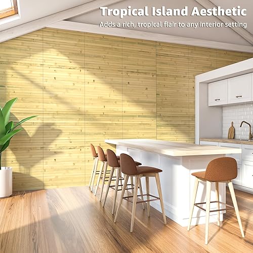 Pannello da parete in bambù naturale per decorazione da parete interna, rinnovabile, per pareti, soffitti, mobili, armadietti, ufficio, 30 x 244 cm, carbonizzato - Honorern