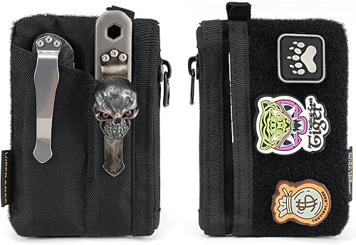 VE17 Mini borsa tascabile EDC, piccola borsa organizer EDC con 4 tasche, borsa per attrezzi EDC con area di chiusura in strappo, borsa aggiuntiva per zaino piccolo - Nero - Honorern