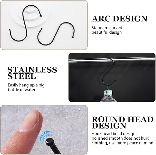 Ganci a S SRLWMYI 20 Pezzi Ganci Forma S pesanti Gancio Multifunzione Anti Ruggine in Alluminio S Ganci Appendiabiti per Cucina Camera da Letto Bagno Giardino Ufficio, Nero Grandi - Honorern