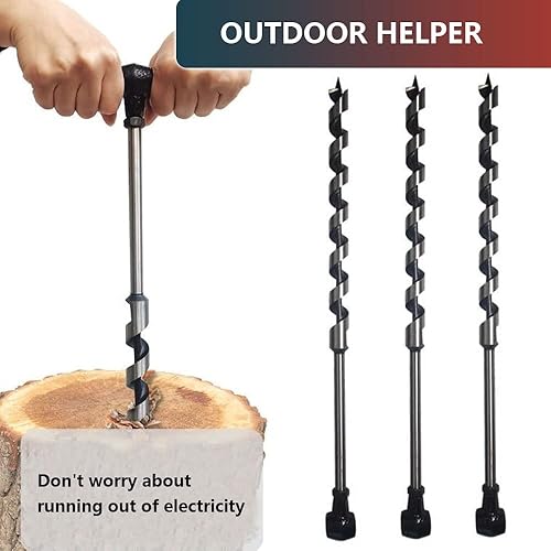 Trapano manuale e coclea in legno a mano per edificio in legno da campeggio, multiuso per sopravvivenza manuale con un bastone di legno a coclea a mano per la lavorazione del(0.4IN-13.8IN) - Honorern