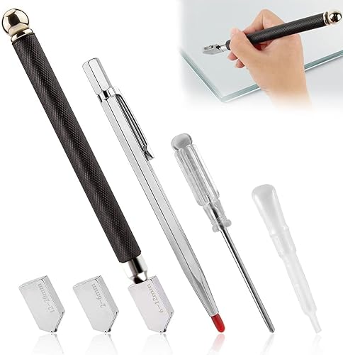 Taglierino per Vetro Professionale, XiXiRan Tagliavetro in Carburo, Tagliavetro Diamantata, Tagliavetro Carburo Tungsteno, Tagliavetro per Vetro Spesso, 2-20 mm, per Taglio di Vetro e Piastrelle - Honorern