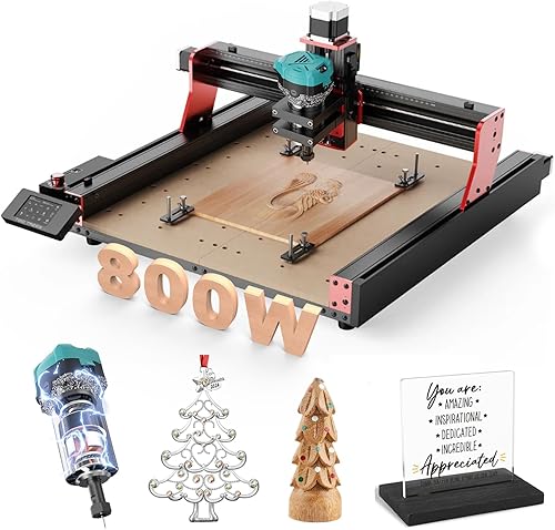 TTC450 Pro 800W Trimmer Kit Trimmer Router 4 assi CNC Router Area di lavoro CNC 460 x 460 x 80 mm per incisione, taglio MDF, acrilico, legno massello nylon - Honorern