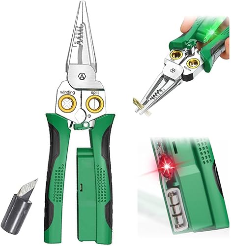 Pinza spelafili multifunzione 8 in 1 Super Easy per tagliare e tirare fili, spelafili con funzione di misurazione della corrente, forbici per raschiare e spremere fili - Honorern