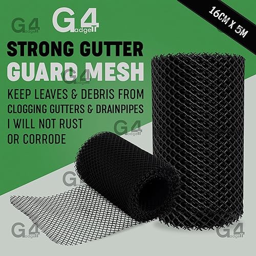 Rete di protezione per grondaie, 16 cm x 5 m, standard UK per grondaie, foglie e detriti - Honorern