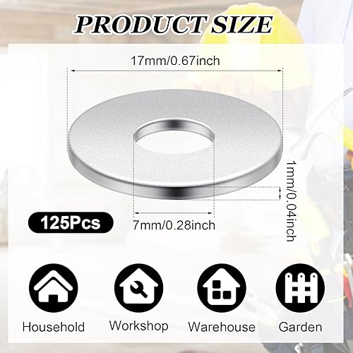 125 Pezzi Rondelle Oiatte In Metallo, Rondelle In Acciaio Inox A2, Rondelle Piatte Antiruggine, Rondelle M6 per Bulloni, Dadi, Barre Filettate - Honorern