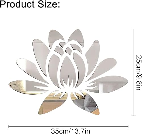 CREATCABIN 3D Specchio Acrilico Fiore di Loto Wall Sticker Wall Art Decalcomanie Autoadesivo Rimovibile Eco-Friendly per La Casa Camera Da Letto Soggiorno Bagno Decorazione 13.7 x 9.8 pollici - Honorern