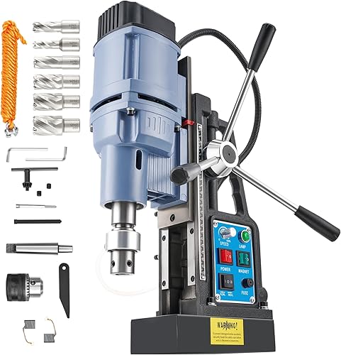 ZELCAN 1550W Trapano Magnetico con 11 Punte 13000N Trapano a Colonna Magnetico Portatile a Diametro di 50mm con 580 rpm Controllo Reversibile Velocità Continuo per Superfici Metalliche - Honorern