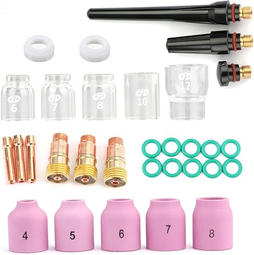31Pcs TIG Saldatura Torcia per Stubby Gas Lens # 12 Vetro Cup Kit Per WP-17/18/26 - Honorern