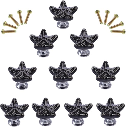 Mobili Pomelli, Lommer 10 pezzi Stella Marina in Ceramica Mobili Manopola Rotonda Fashion Manico in Porcellana Bambini Pomello per Cassetto/Armadi/Armadio, Ceramica, Blu, 3.4*3.4*2.4cm - Honorern