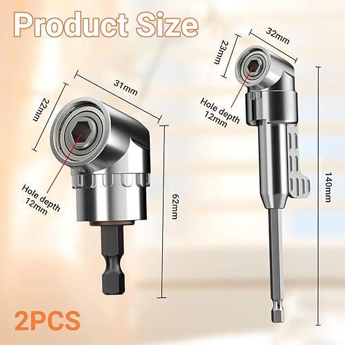 Confezione da 2 inserti per avvitatore a batteria, attacco angolare a 90 gradi per avvitatore a batteria, attacco angolare da 1/4 pollici per avvitatore a batteria, cambio angolare per viti e - Honorern