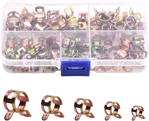75 Pezzi Fascette Metalliche, Fascette Stringitubo, Fascette Metalliche Stringitubo, Morsetti a Molla, Morsetti per Tubo Acqua, Morsetti per Tubo Carburante, 5 Misure (6-10 mm) - Honorern