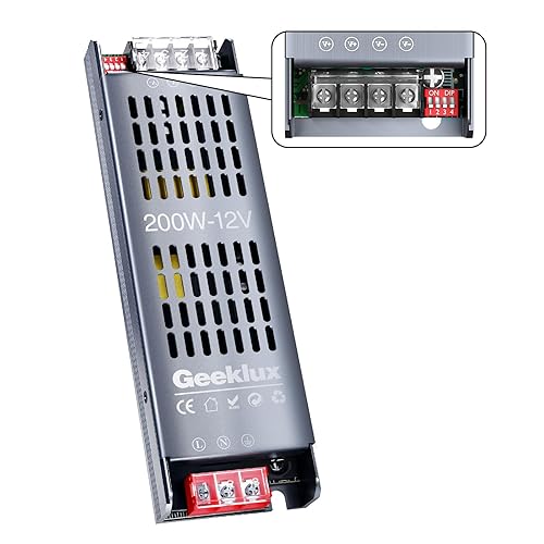 Alimentatore LED 24V 200W Ultra Sottile Dimmerabile 4 Livelli, Trasformatore 220V AC a DC 8.3A, Driver LED a Tensione Costante per Striscia (24V, 200, Watt) - Honorern