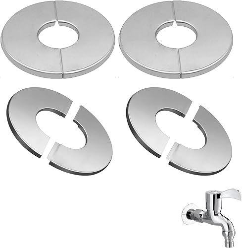 Rosetta per Rubinetto Copri Tubo, Rubinetto Rosetta Acciaio Inox 4 pezzi Ø 24mm, Autoadesiva Foro Valvola Copertura, Anti-Ruggine e Durevole, Protezione per Tubi e Rubinetto - Honorern