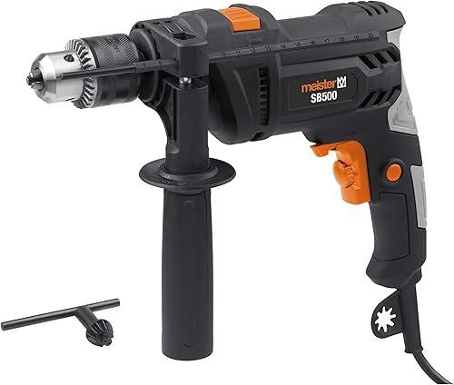 Meister Trapano a percussione 500 W, SB500 – Mandrino a corona dentata – Preselezione della velocità – Con impugnatura aggiuntiva & arresto di profondità/trapano/martello perforatore/trapano a - Honorern