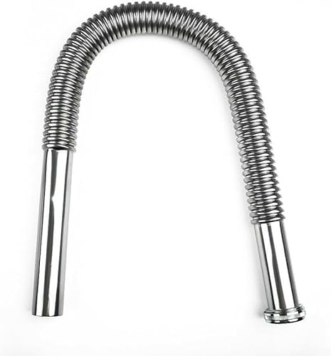 Tubo di scarico flessibile per lavandino, 80 cm, in acciaio inox, per bagno, cucina, impianto idraulico - Honorern