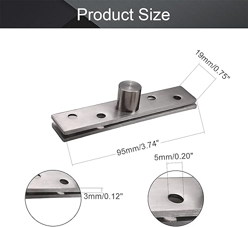 MroMax - Cerniera a cerniera per porta, 95 mm x 19 mm, in acciaio INOX con rotazione a 360 gradi, colore: Argento, MRO190821H-0012, Tonalità argento., 4PCS - Honorern