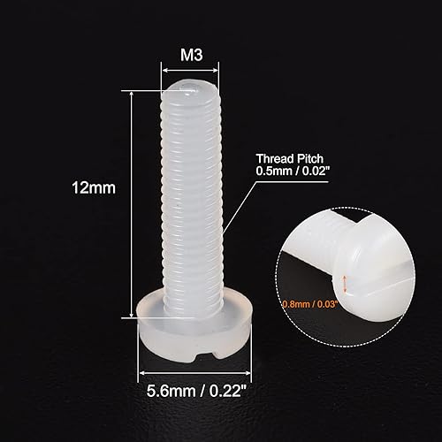 sourcing map Viti M4 x 25 mm in nylon, viti a testa cilindrica con intaglio a vite, 40 pezzi - Honorern