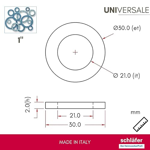 182840 | Guarnizioni idrauliche Piatte per Alte Temperature blu FASIT 1' - 2 mm, Sanitaria, Rubinetti, Raccordi Acqua, Caldaia, Gas, Impianti di Riscaldamento e Solare Termico. Conf 10PZ - Honorern