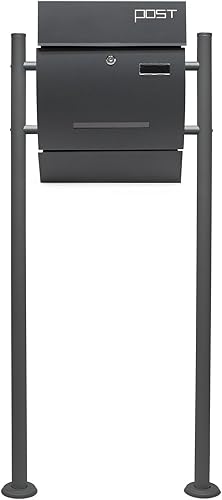 Wiltec Set Cassetta postale singola autoportante V4 antracite, con telaio di supporto - Honorern