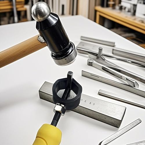 Strumenti di stampaggio in metallo, supporto per scalpello,Supporto per utensili metallici - Manico di sicurezza Punziere in pelle con manico in gomma gialla, supporto di sicurezza che segna il punzon - Honorern