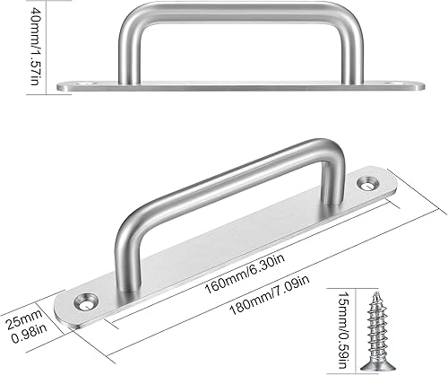 2 Pezzi Maniglia per Porta in Alluminio,Maniglia per Porta da Fienile,Maniglia Porta Scorrevole,per bagno, armadio, mobili (Argento) - Honorern