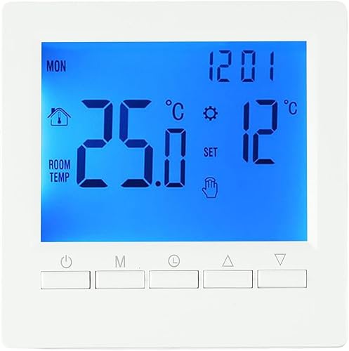 Termostato digitale programmabile per controllo della temperatura ambiente Display LCD Caldaia a gas Termostato di riscaldamento con schermo Alimentato a batteria Perfetto per la regolazione - Honorern